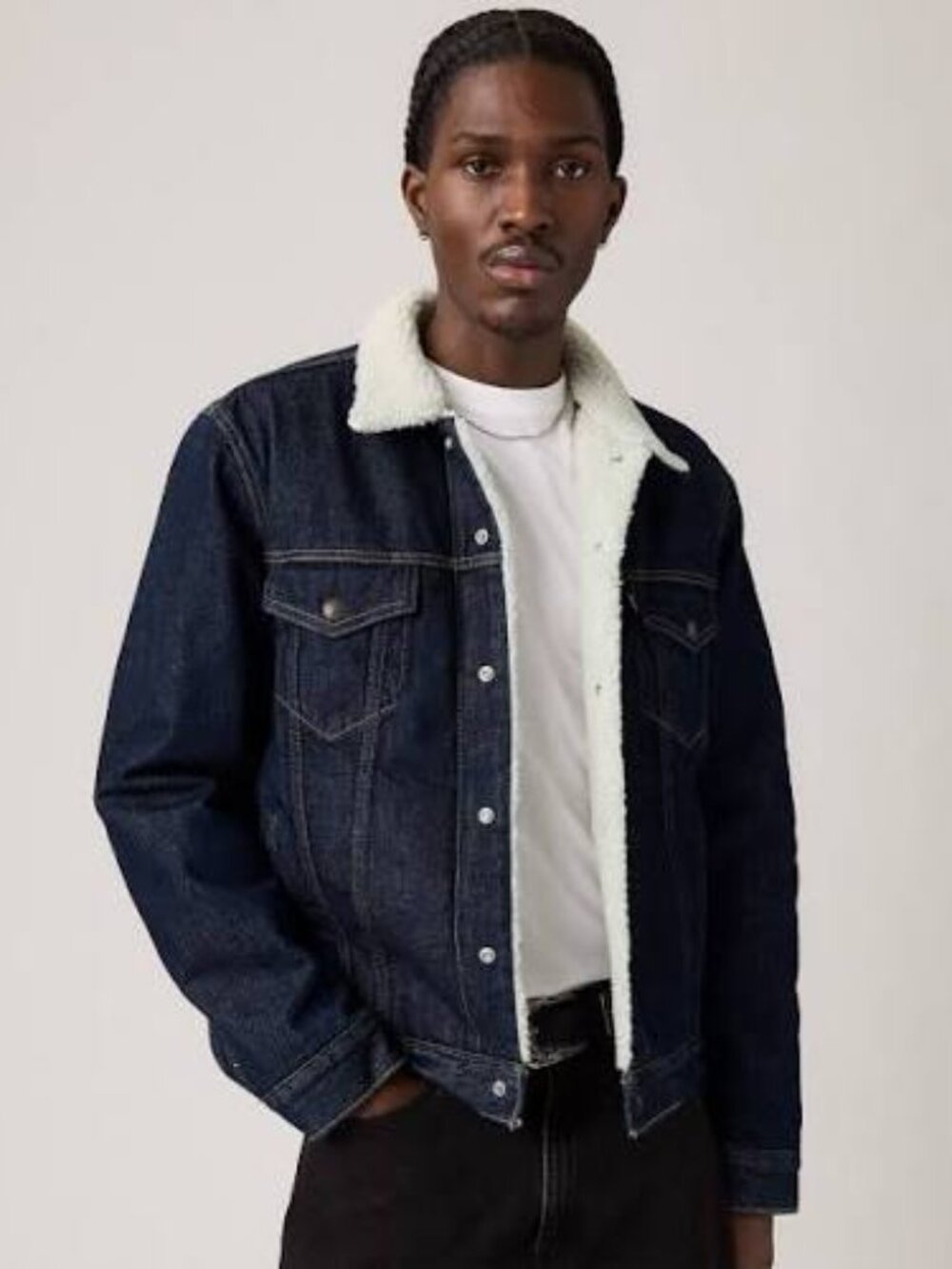 Levi's Trucker Jacket Type III Sherpa Trucker Jacket Dark Wash Men L